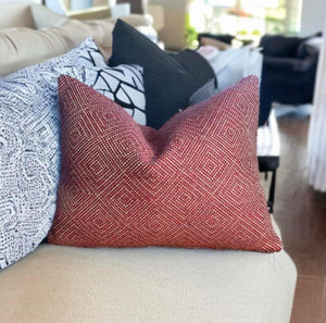 Red Geometric Cushion