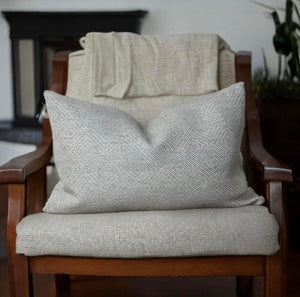 Light Grey Geometric Woven Cushion