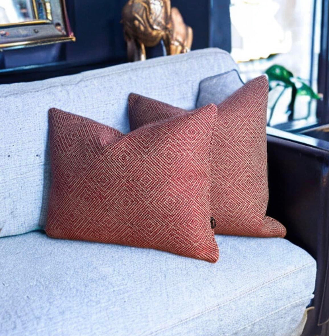 Red Geometric Cushion