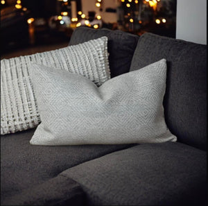 Light Grey Geometric Woven Cushion