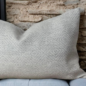 Light Grey Geometric Woven Cushion