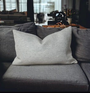 Light Grey Geometric Woven Cushion